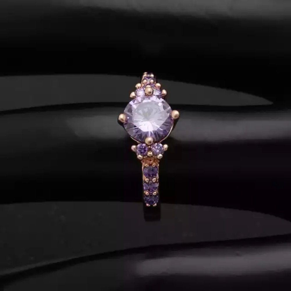 New AAA Zircon Amethyst Rose Gold Women's Ring